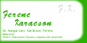 ferenc karacson business card